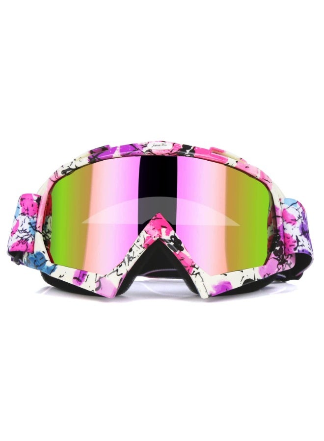KOWVOWZ Motorcycle Goggles Dirt Bike Goggles Windproof Atv Dustproof Racing Gogglesscratch Resistant Ski Goggles Protective Safety Glasses PU Resin (Black Frame+color Lens) - Image 1