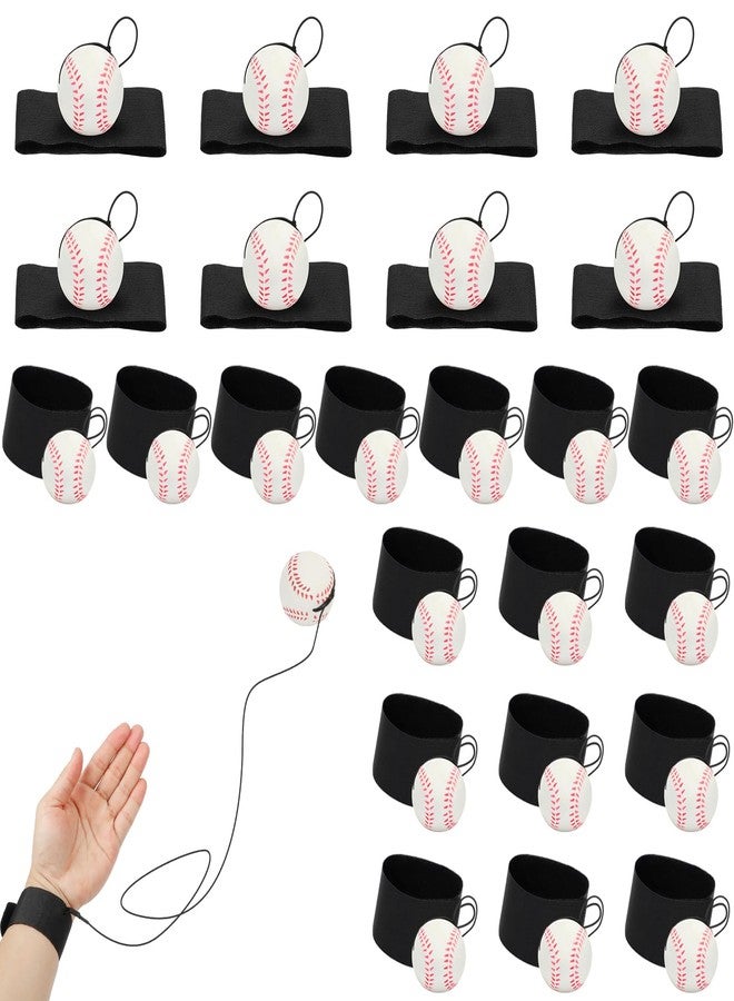 HEYTIMI 24 PCS Baseballs Wrist Return Ball on a String 1.85 Inch Rebound Bouncy Ball with Strap Sport Soccer Tennis Party Favors, Wrist Exercise Play Outdoor Fun Activity for Kids & Adults - Image 1
