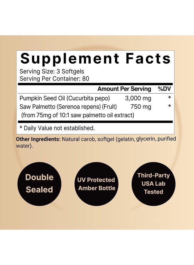 NatureBell Pumpkin Seed Oil 3,000mg 240 Softgels - Image 2
