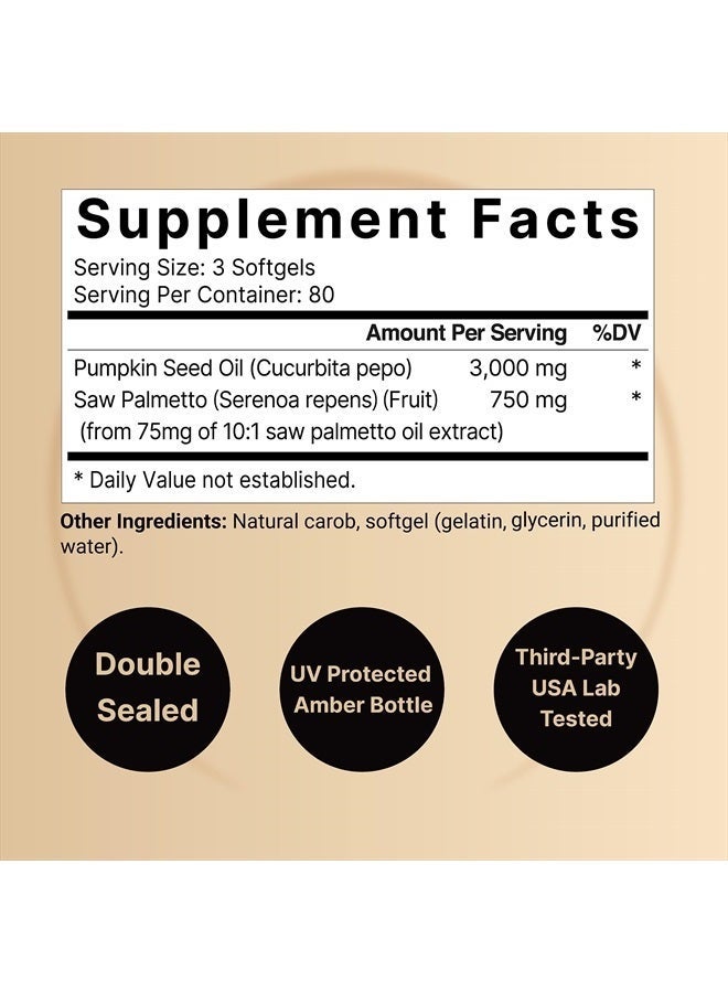 NatureBell Pumpkin Seed Oil 3,000mg 240 Softgels - Image 3