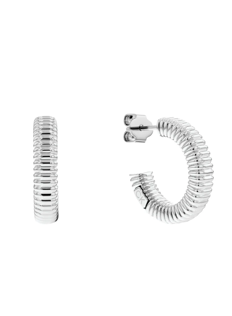 كالفن كلاين Calvin Klein Women's Silver C Shape Earring - 35000031