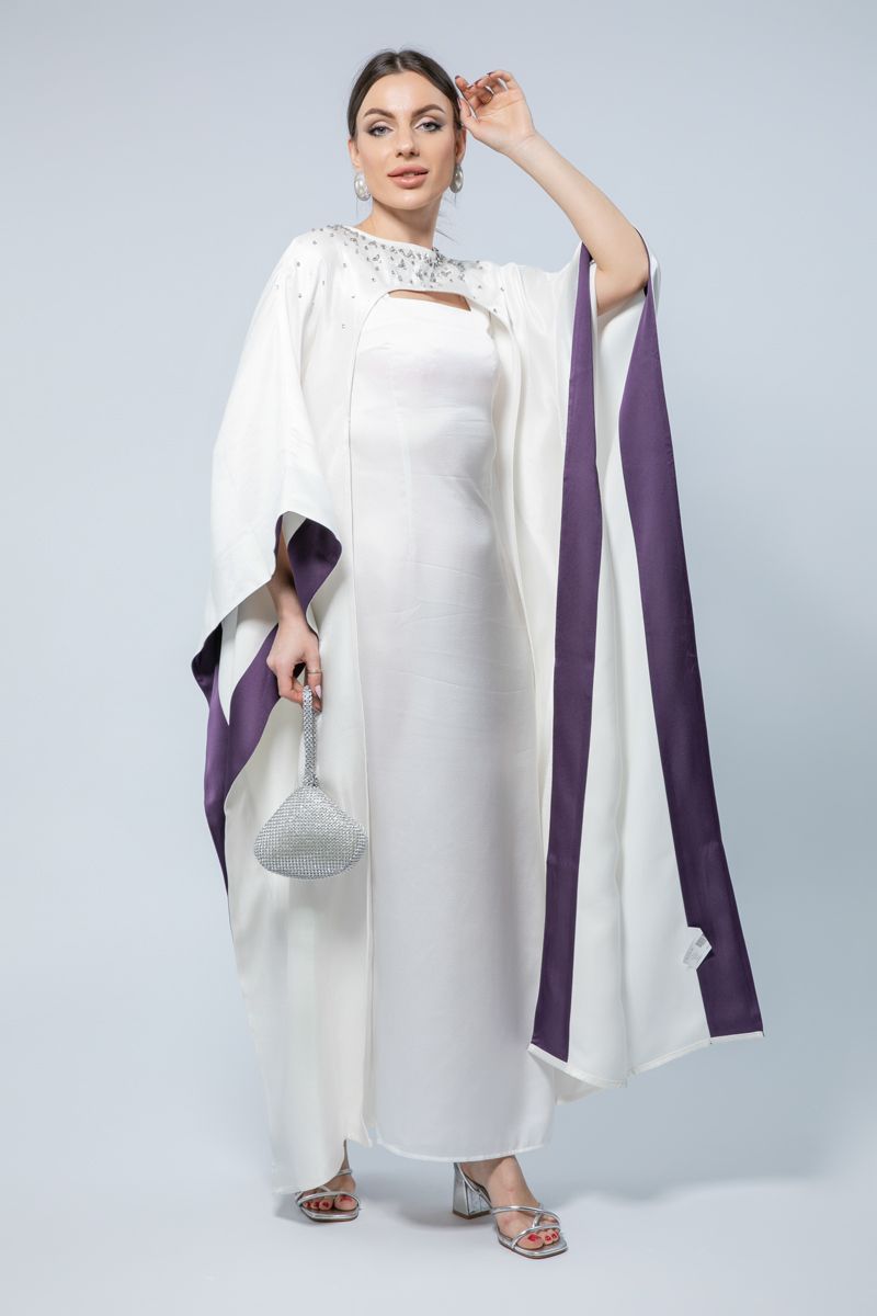 RINA Bead Embellished Cape Style Maxi Dress - A Masterpiece for Special Occasions - Image 1