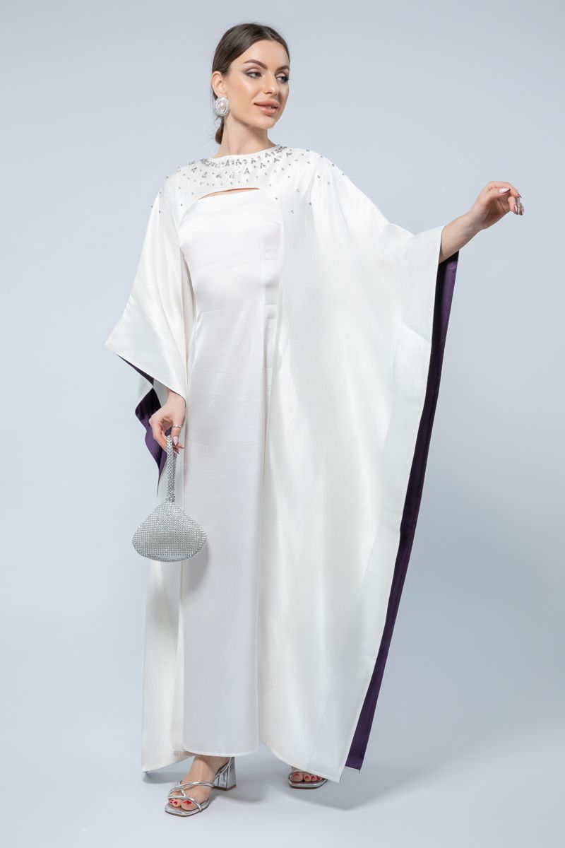 RINA Bead Embellished Cape Style Maxi Dress - A Masterpiece for Special Occasions - Image 2