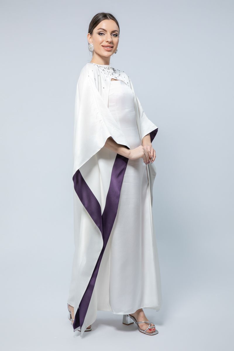 RINA Bead Embellished Cape Style Maxi Dress - A Masterpiece for Special Occasions - Image 3