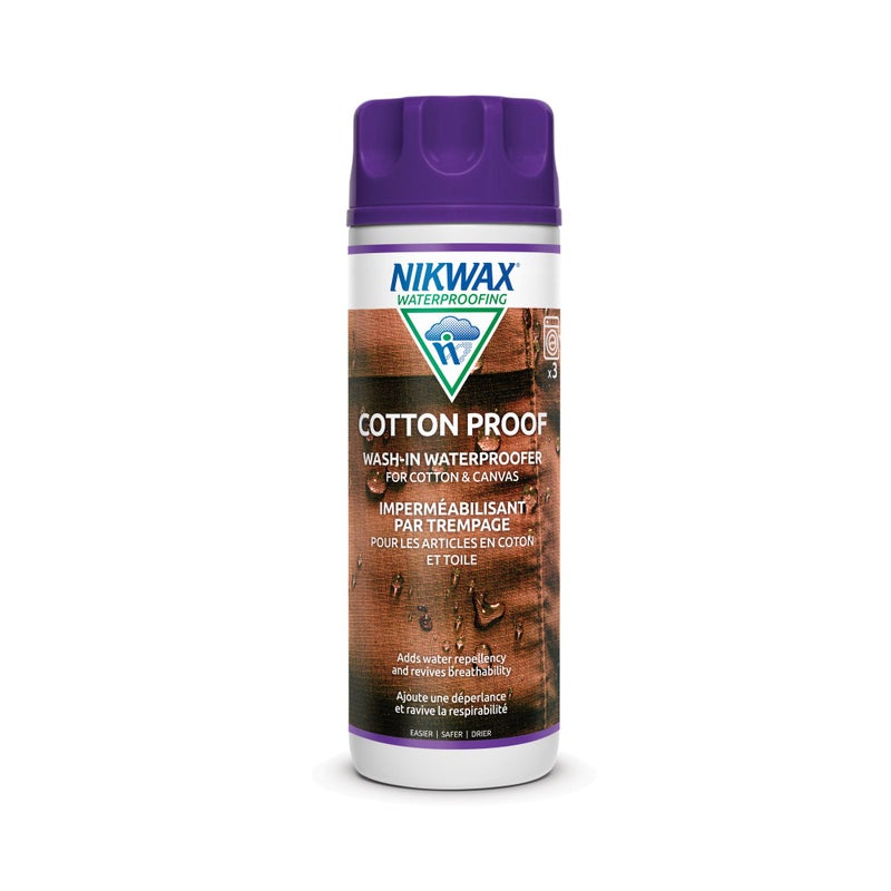 Nikwax Cotton Proof, 300ml, Waterproofing for Cotton, Polycotton, and Canvas, Adds Water Repellency, Wash-In Solution - Image 1