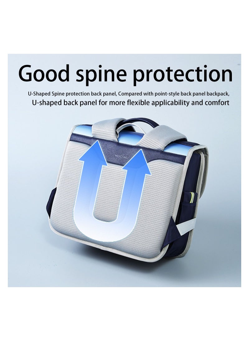 Nohoo Nohoo Ergonomic Spine Protection Horizontal School Backpack for 0-5 Grade Primary Students - Blue  - Image 3