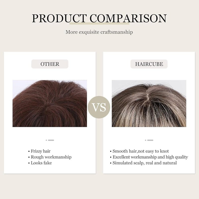 ECIF Brown Wigs With Bangs Synthetic Wigs Curly Hair Long Natural Wave Heat Resistant Hair Wigs For Women For Daily Party (Brown) - Image 3