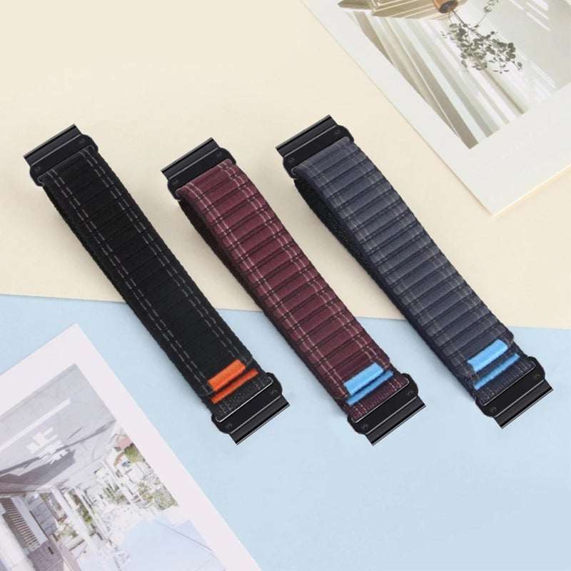 Y&D Elastic Nylon Replacement Strap for Garmin Fenix 7X Pro – Quick Fit 26mm to 22mm Soft Comfortable Watch Band - Image 4