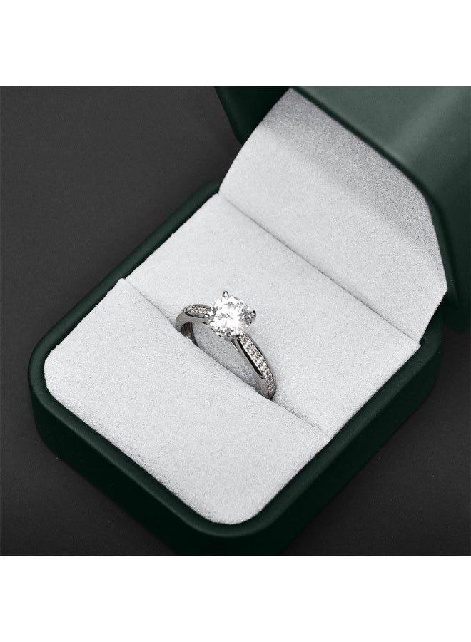 JZS Ring Box, Square Leather Jewelry Ring Bearer Box Vintage Double Slots Ring Box for Proposal Wedding Ceremony(Green, Single) - Image 5