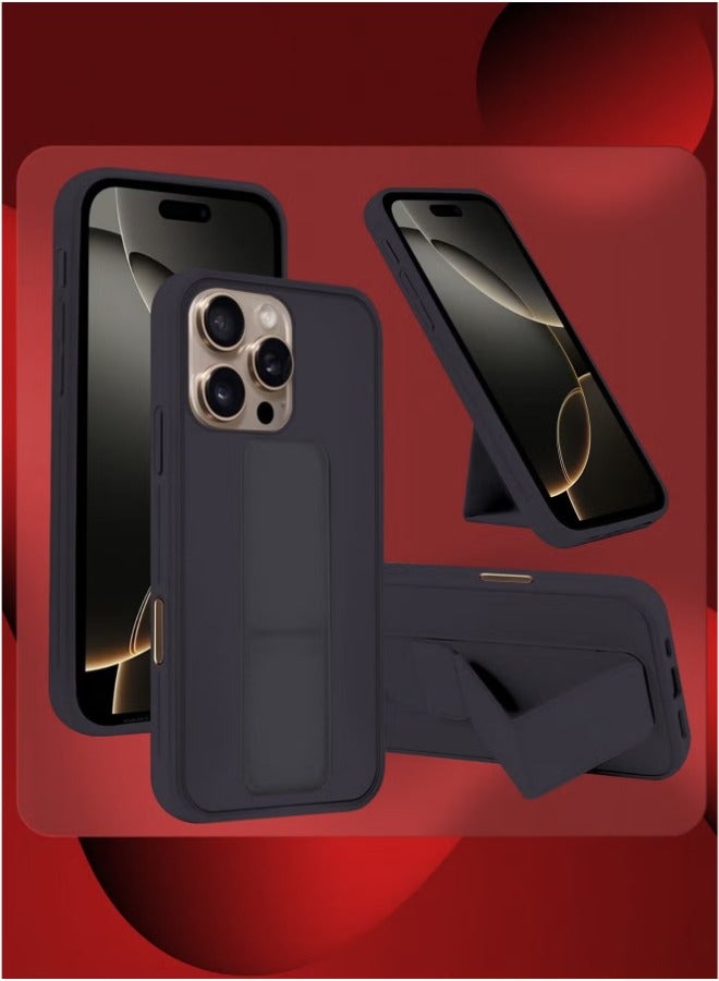 ACLIX 3-Pack Premium PU Leather Case & Screen Protectors for iPhone 16 Pro Max – Shockproof, Anti-Scratch, Stand Function, Finger Grip Case Cover (Black) - Image 4