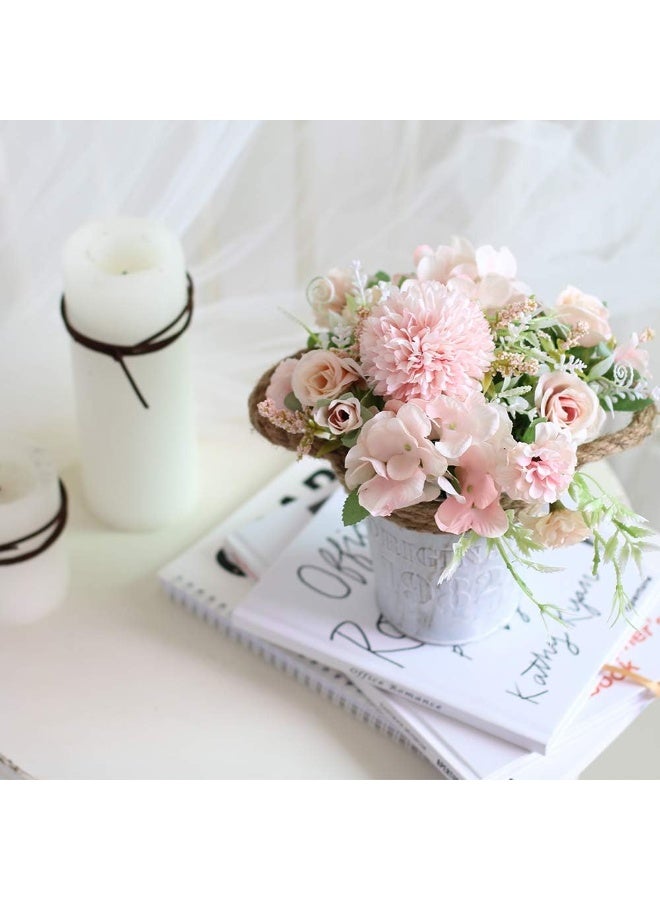 ألاماريك زهور هدرانجيا اصطناعية مع أصيص، نباتات صناعية ١١ × ٢٠ سم في أصيص معدني، زهور ورود حريرية لتزيين المنزل والمكتب وطاولة المطبخ وحافة النافذة، هدية لمنزل جديد (وردي). - Image 5