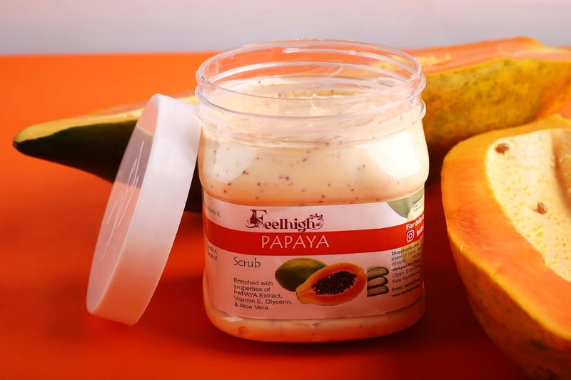 Feelhigh Papaya Scrub 500ml Papaya Gel 500ml Combo Exfoliating Hydrating and Revitalizing Skincare Natural Face Body Care for All Skin Types Men Women - Image 3