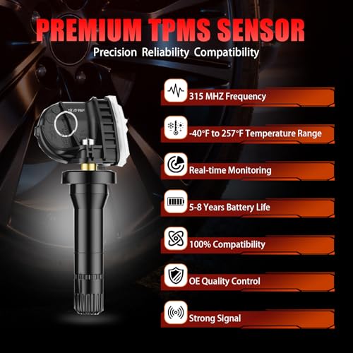 Cangecit 315Mhz TPMS,Pre-Programmed Tire Pressure Sensor Fit:Ford F150/F250/F350(2015-2020),Explorer(2015-2021),Edge(2015-2024),Transit(2019-2021),Mustang(2015-2023)(4PCS) - Image 4