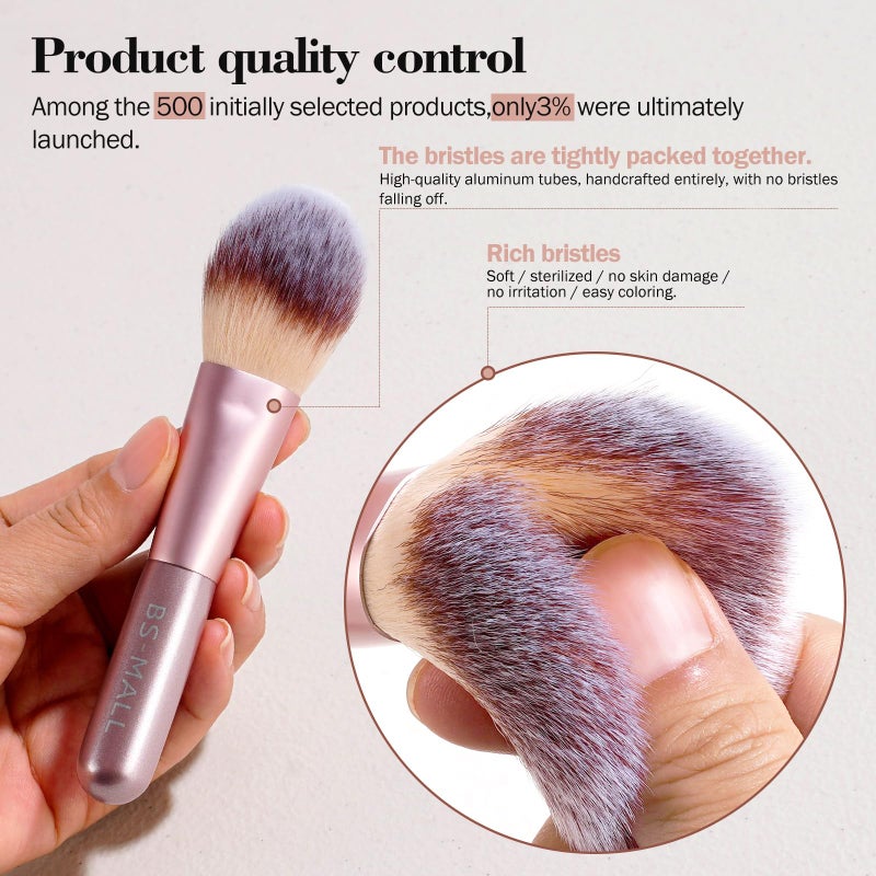 BS Mall BS-MALL 14 Pcs Makeup Brushes Set with 1 Pcs Makeup Sponge â€“ Essential Foundation Powder Concealers, Eye Shadows, Blush Makeup Brushes with Travel Makeup Case (Matte Gold Pink) - Image 3
