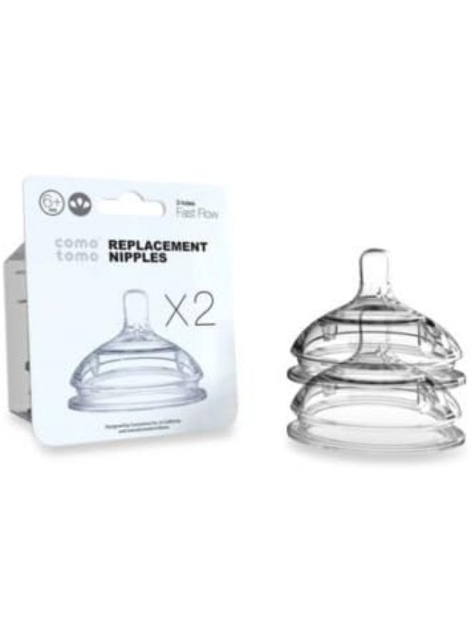Comotomo Replacement Nipples in Fast Flow for Ages 6 Months (2-Pack)