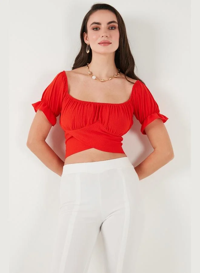 Lela  Lela Regular Fit Madonna Collar Tie Detail Crop Blouse Women's BLOUSE 6527017 for Women | Best Price UAE
