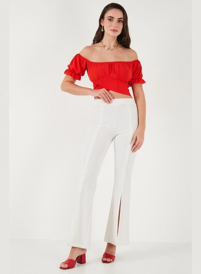 Lela  Lela Regular Fit Madonna Collar Tie Detail Crop Blouse Women's BLOUSE 6527017 for Women | Best Price UAE