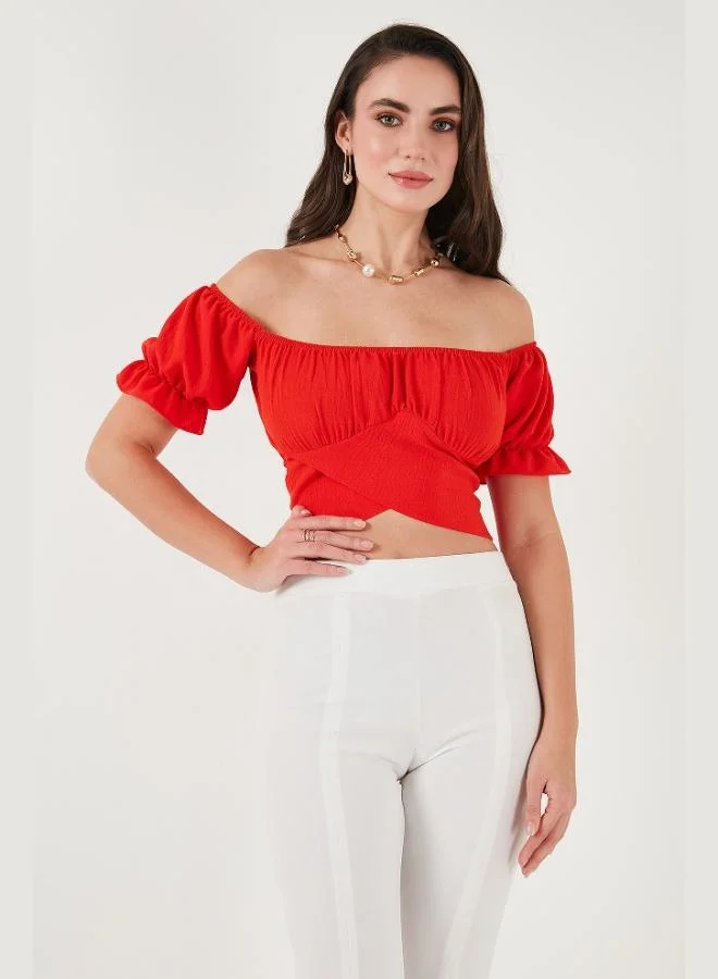 Lela  Lela Regular Fit Madonna Collar Tie Detail Crop Blouse Women's BLOUSE 6527017 for Women | Best Price UAE