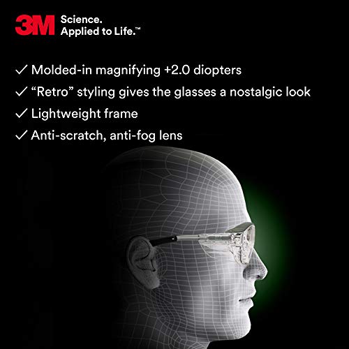 3M Safety Glasses with Readers, Nuvo Readers, +2.0 Diopter, Pack of 1, ANSI Z87, Clear Lens, Gray Frame, Soft Nose Bridge, Side Shields - Image 4