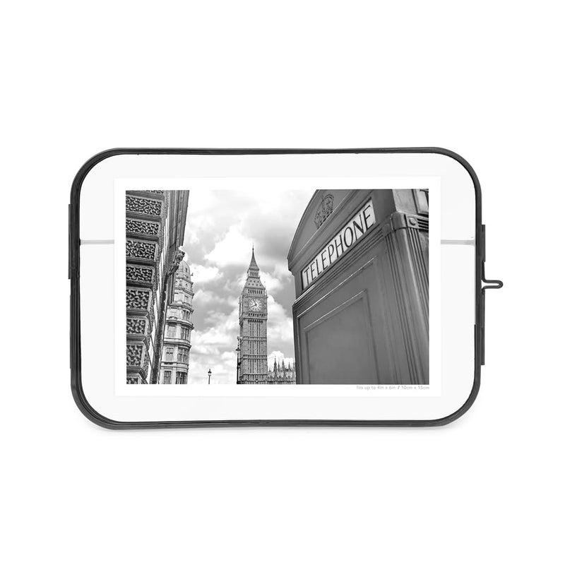 Isaac Jacobs 4x6 Vintage Style  Round-Edged Brass & Glass Metal Floating Picture Frame with Locket Closure (Horizontal)  Made for Tabletop Display (6x4 Horizontal  Black) - Image 2