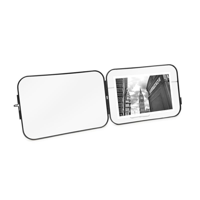 Isaac Jacobs 4x6 Vintage Style  Round-Edged Brass & Glass Metal Floating Picture Frame with Locket Closure (Horizontal)  Made for Tabletop Display (6x4 Horizontal  Black) - Image 4