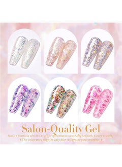 Born Pretty Glitter Sequins Gel Nail Polish Sparkly Shiny Pink Yellow Blue Green Gel Nail Polish Set Soak Off U V Nail Gel Nail Art Manicure Varnish Kit 10Ml 6Pcs  - Image 2