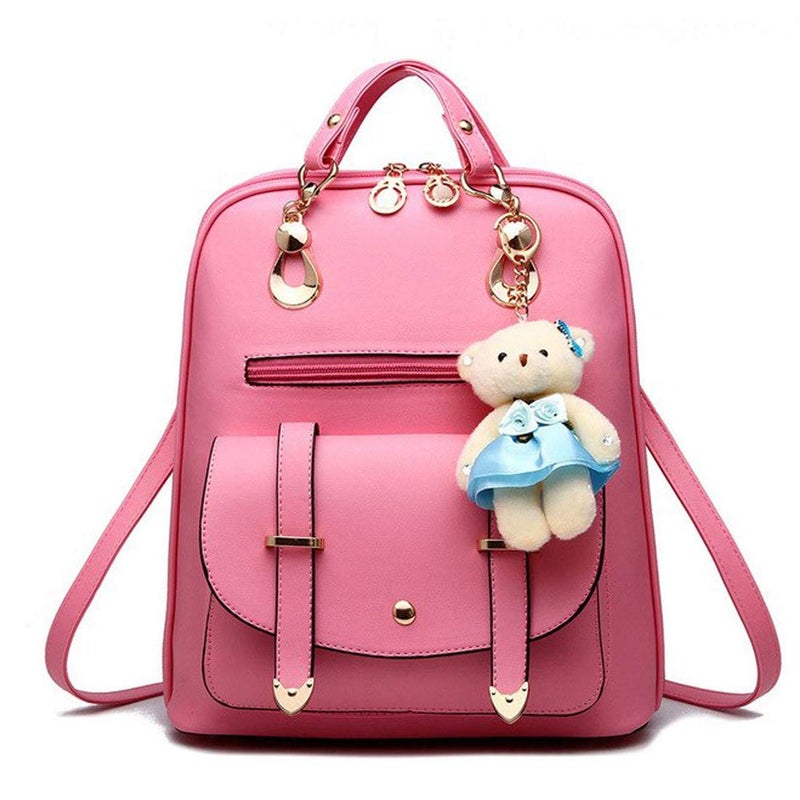 Floky Fashion Korean Style Backpack Shoulder Bag with Teddy Bear for Teenager Girl Women Lady Casual Bag Pack Dual Usage Bag - Image 1