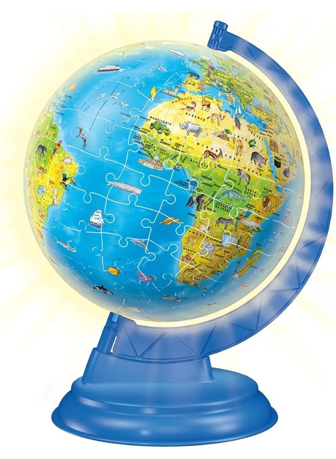 Ravensburger 3D Childrenâ€™s World Map Light-Up Globe Puzzle â€“ 180 Electric Illumination Pieces, Rotating LED Display Stand, Educational Geography Toy for Ages 6+ | 11288â€‘3 - Image 2
