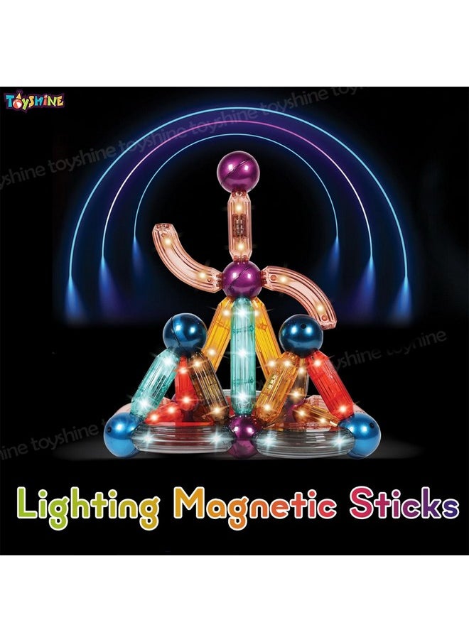 Toyshine Toyshine 36 Pc Light up Roundels Magnetic Building Block Sticks 3D Magnet Puzzle Fun Educational Learning Creative Construction Toy for 3+ yrs  - Image 2