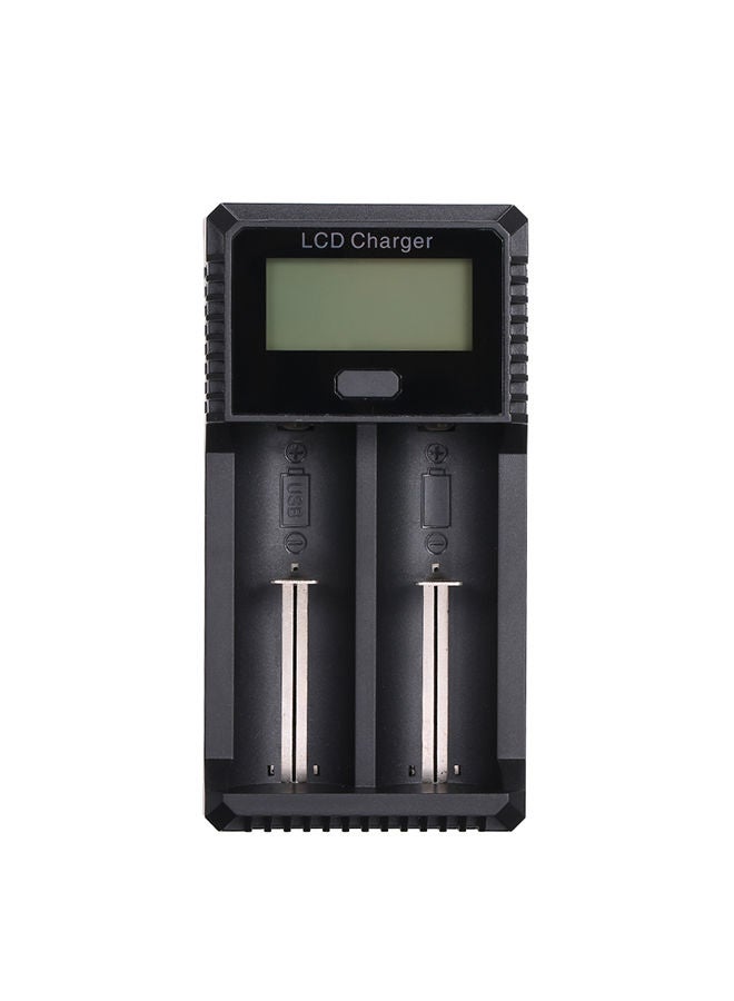 NIBEMINENT Universal LCD Display 2 Slots Intelligent Charger With USB Output Port Black - Image 2