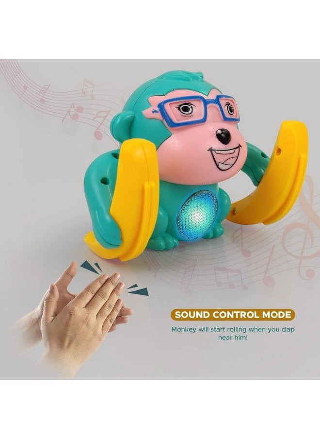 NHR - Dancing Monkey Musical Toys For Kids 360° Baby Spinning Rolling Doll Tumble Toy With Voice Control Musical Light And Sound Effects With Sensor (3+ Months Multicolor) - Image 1
