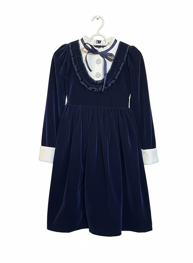 عبايات حوراء فستان مخمل كحلي كلاسيكي للبنات