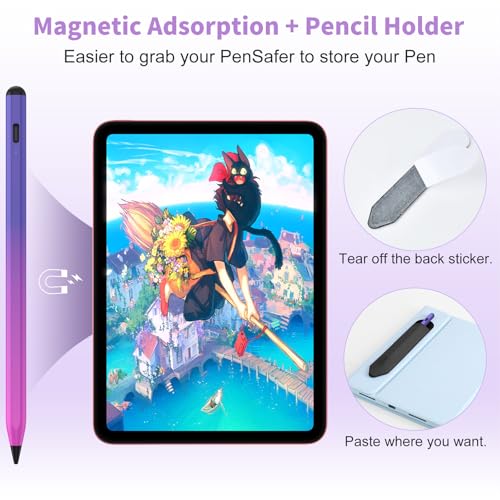 COO Stylus Pen for iOS&Android Touch Screens, Active Pencil for Samsung, Smart Digital Stylus Pens for Lenovo/Huawei/Vivo/Mi Tablets, iPhone/Google Pixel Smart Phones Drawing&Writing (Purple Rose Red) - Image 3