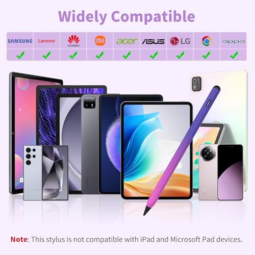 COO Stylus Pen for iOS&Android Touch Screens, Active Pencil for Samsung, Smart Digital Stylus Pens for Lenovo/Huawei/Vivo/Mi Tablets, iPhone/Google Pixel Smart Phones Drawing&Writing (Purple Rose Red) - Image 4