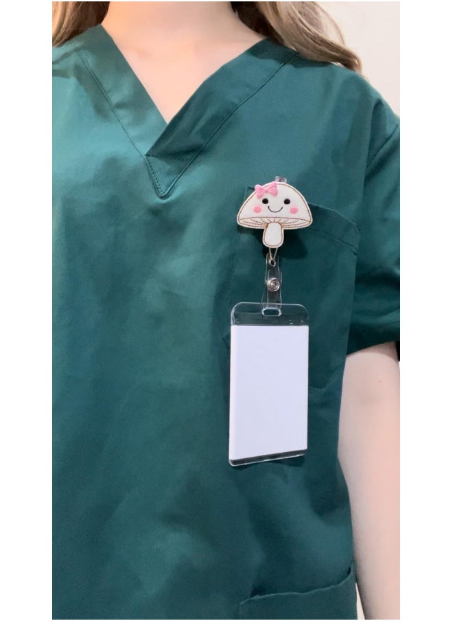 ReelFun ReelFun Dietitian Mushroom Retractable Badge Reel ID Tag, Nurses Badge Holder  - Image 4