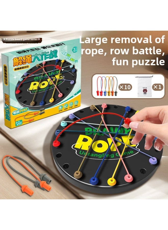Untie Rope Battle Children's Challenge Decryption Board Games Logical Thinking Training Mindset Parent-Child Interactive Toys-Color:Deconstring Battle (10 Colorful Ropes + 1 Storage Bag) Mail Order Box