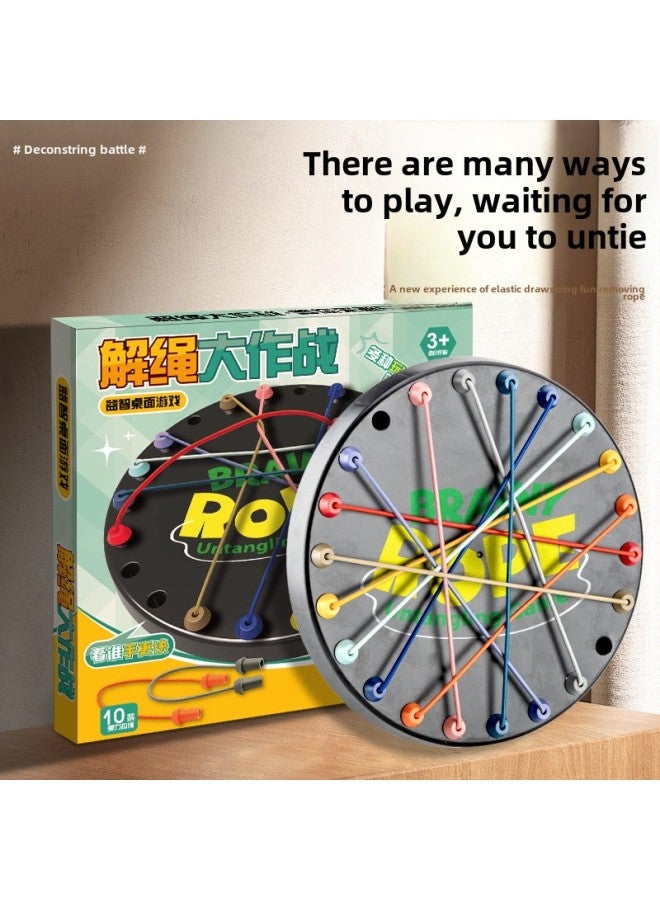 Untie Rope Battle Children's Challenge Decryption Board Games Logical Thinking Training Mindset Parent-Child Interactive Toys-Color:Deconstring Battle (10 Colorful Ropes + 1 Storage Bag) Mail Order Box