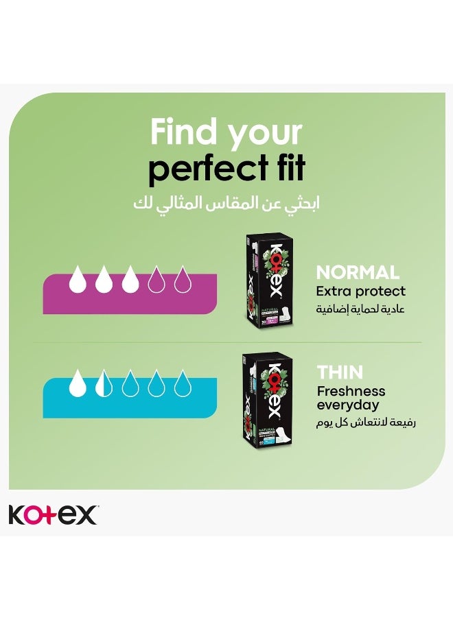 Kotex - Kotex Natural Panty Liners, 100% Cotton, Normal Size, 54 Daily Panty Liners 54 Pcs - Image 1