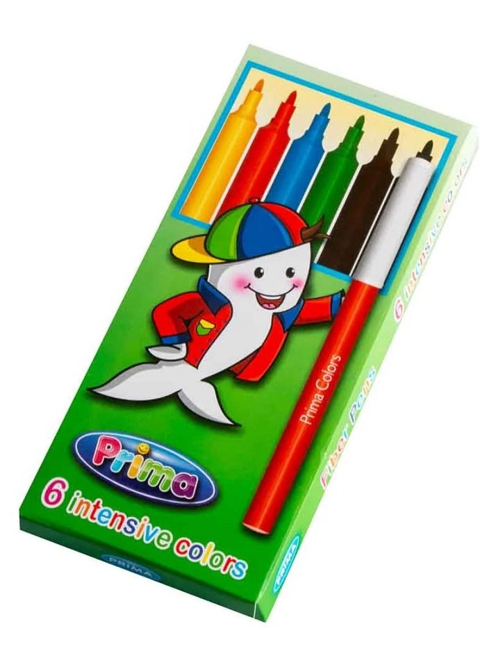 PRIMA Prima Fiber Tip Coloring Pens - 6 Pieces, 6 long colored  - Image 3