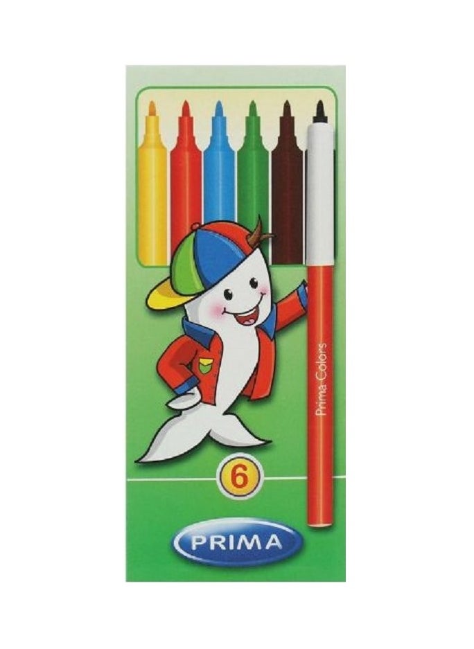 PRIMA Prima Fiber Tip Coloring Pens - 6 Pieces, 6 long colored  - Image 1
