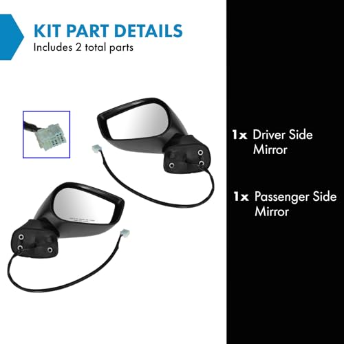 TRQ 2 Piece Driver and Passenger Side Mirror Assembly Set Electric Adjustment Heated No Memory Textured Compatible with 2013-2014 Scion FR-S SC1320109 SC1321109 - Image 2