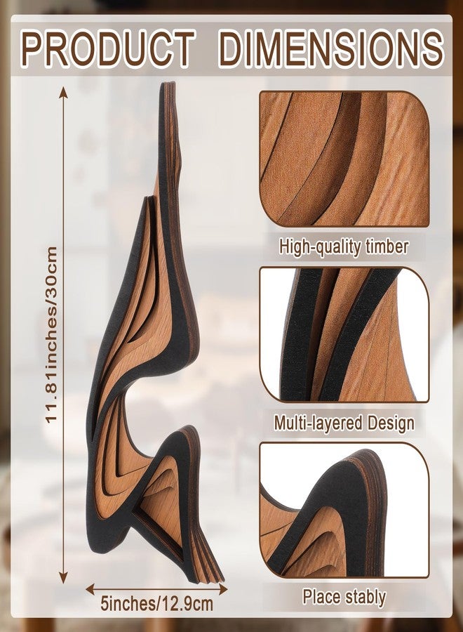 Fumete Mid-Century Modern Wood Abstract Sculpture Wooden Curved Art Table Decoration Modern Home Decorative Objects for Mantel Bookshelf Dresser Living Room Office & Entryway Table Decorative - Image 2