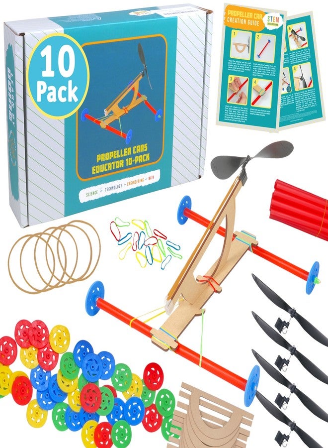 STEM Inventions Rubber Band Propeller Car Kit (10 Pack) - DIY STEM Activity for Kids, Complete Science & Engineering Project for Kids, Classroom Bulk Set, Ages 8 and up - Image 1