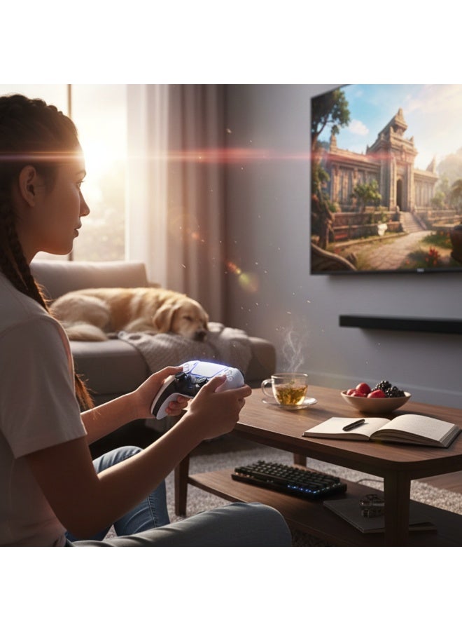 DualSense Wireless Gaming Controller – White | Advanced Haptic Feedback, Adaptive Triggers, Built-In Microphone & Motion Control – Compatible with Console Version 5 - Image 5