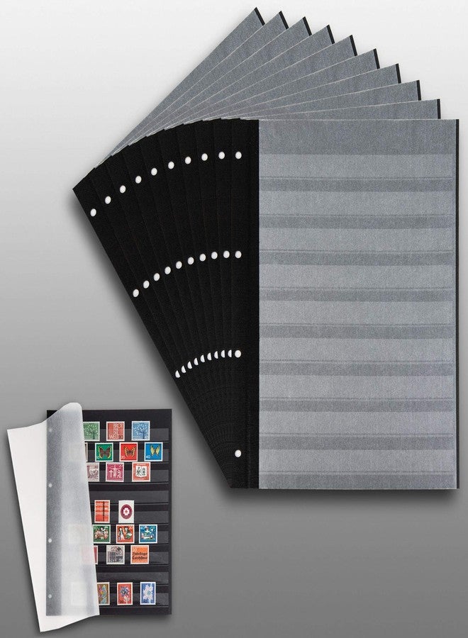 Prophila Collection 10 Prophila Double Sided Stockbook Pages 9 Clear Strips Black Cardboard - Image 2