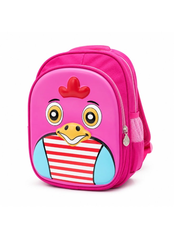School Backpack Lightweight Large Capacity Multi Pocket Bookbag Adjustable Padded Shoulder Straps Water Resistant Everyday Backpack Study Travel Outdoor Activities Daily Use (Rosy rooster pink)