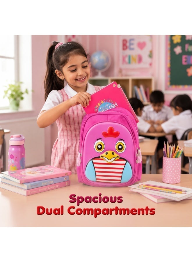 School Backpack Lightweight Large Capacity Multi Pocket Bookbag Adjustable Padded Shoulder Straps Water Resistant Everyday Backpack Study Travel Outdoor Activities Daily Use (Rosy rooster pink) - Image 5