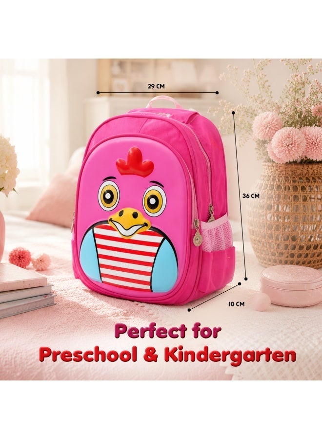 School Backpack Lightweight Large Capacity Multi Pocket Bookbag Adjustable Padded Shoulder Straps Water Resistant Everyday Backpack Study Travel Outdoor Activities Daily Use (Rosy rooster pink) - Image 4