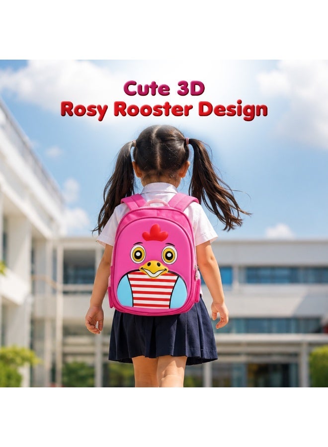 School Backpack Lightweight Large Capacity Multi Pocket Bookbag Adjustable Padded Shoulder Straps Water Resistant Everyday Backpack Study Travel Outdoor Activities Daily Use (Rosy rooster pink) - Image 2