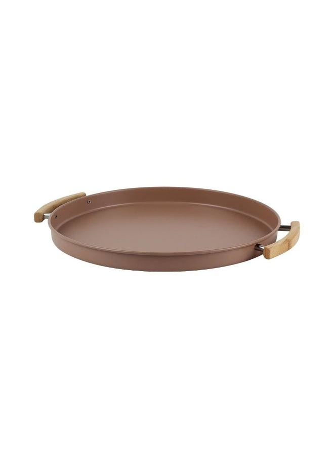 DANUBE HOME Danube Home Mocha Serving Tray With Rubber Wood Handle 37X37X3Cm | Iron Metal, Rubber Wood Serving Tray | Multifunctional Serving Platter For Home Kitchen Dining - Brown  - Image 2